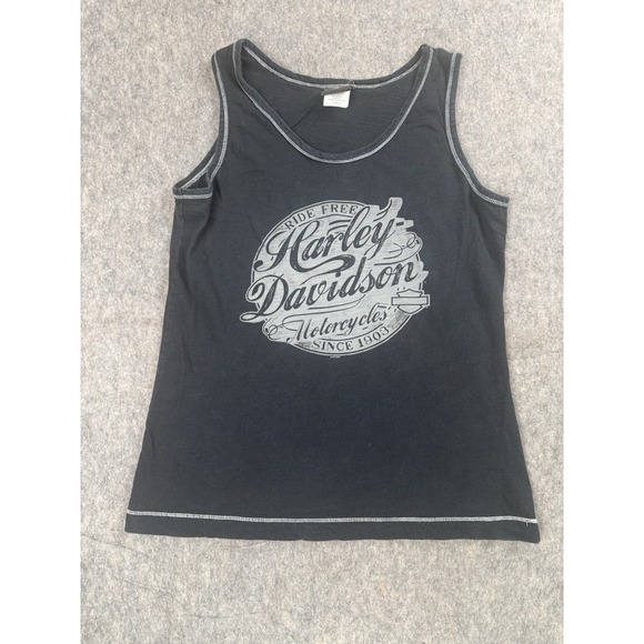 Harley-Davidson Tops - Harley Davidson Womens Sleeveless Spell Out Tank Top Black XLarge Cotton